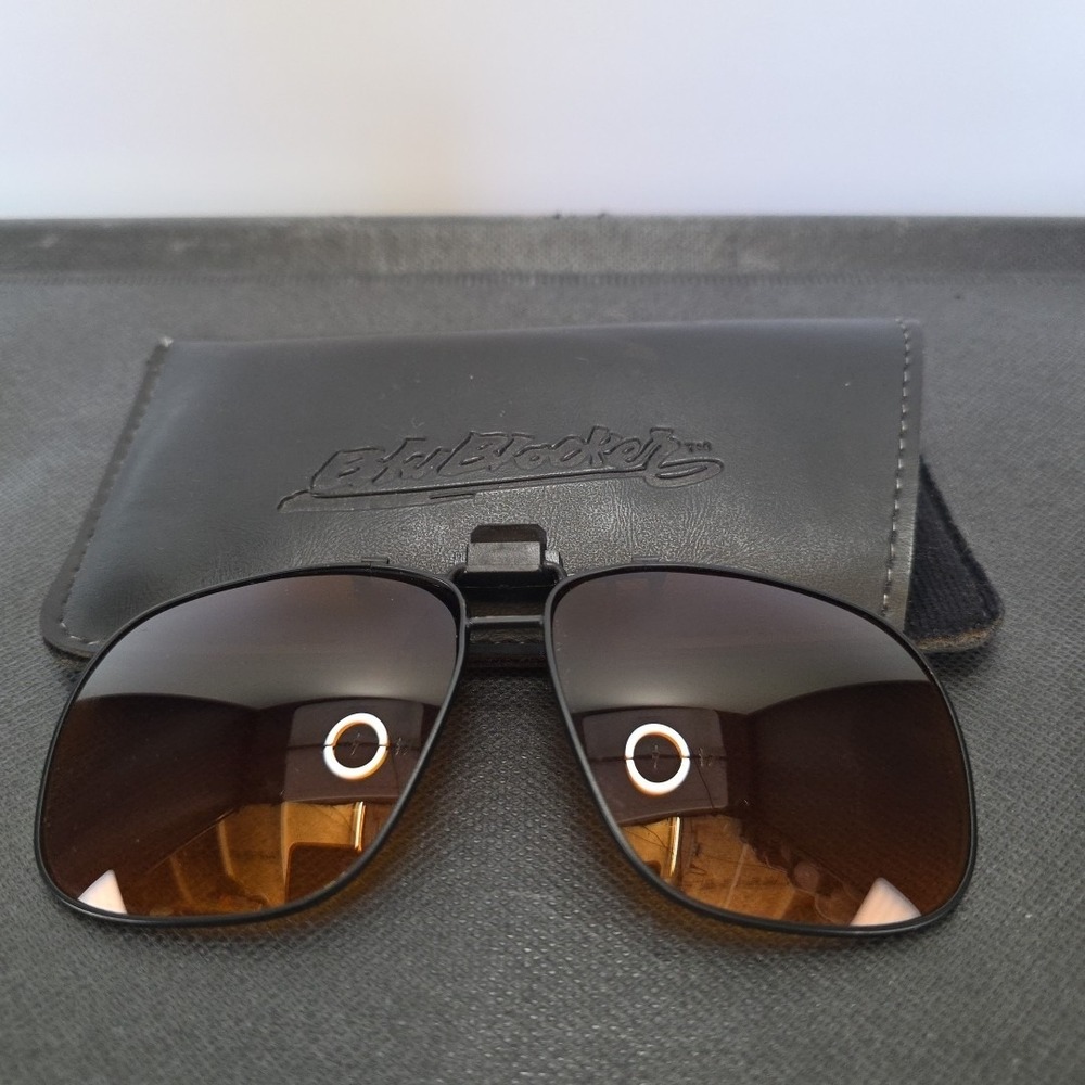 BluBlocker‎ Sunglasses Clip On Unisex-adult Brown Aviator Case Vintage Y2K 90's